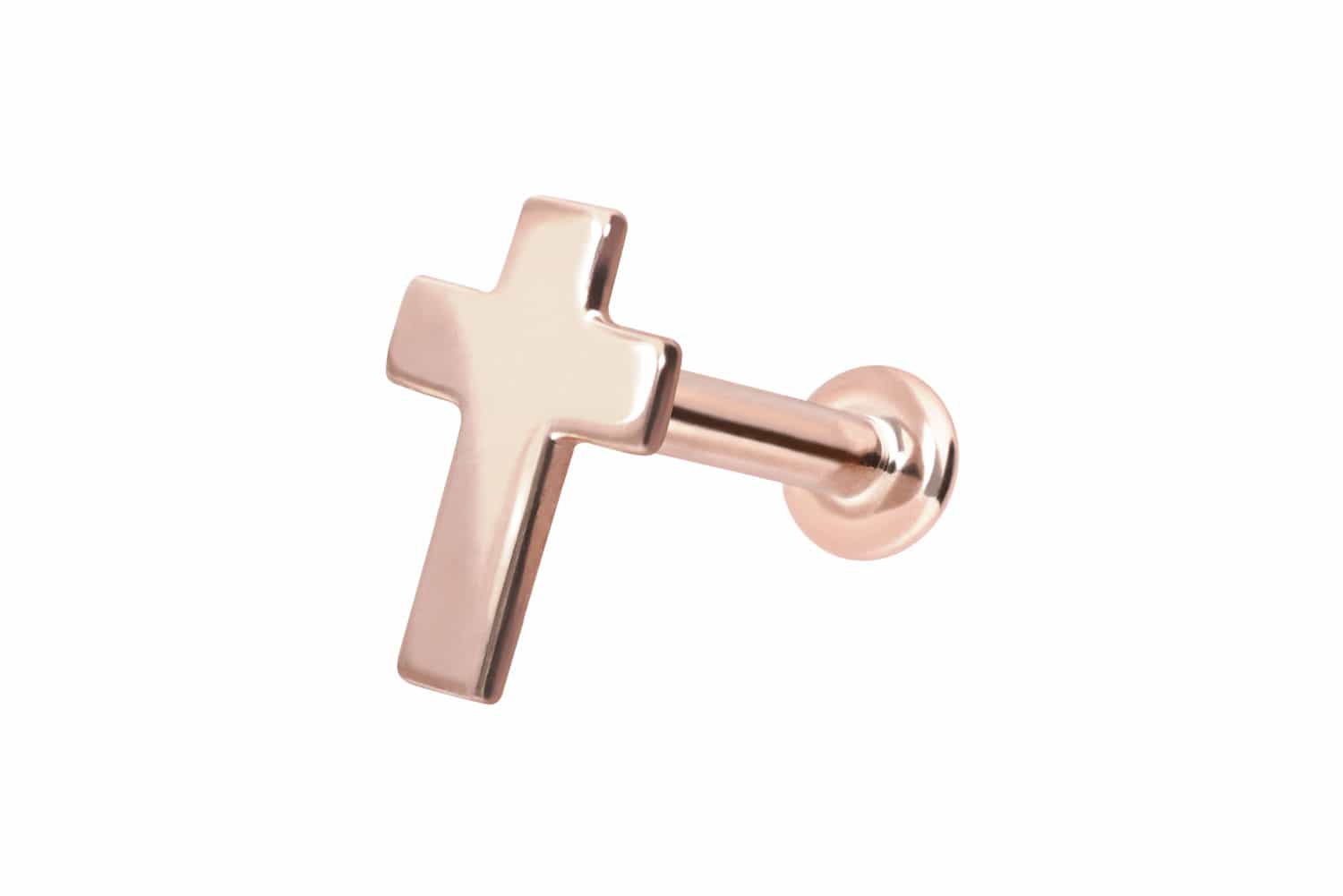 14 Karat Gold Labret Piercing mit Innengewinde KREUZ